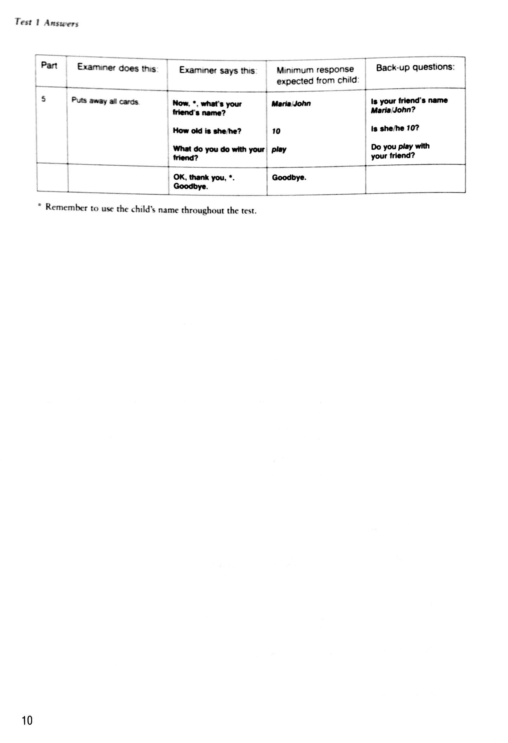 Cambridge Young Learners English Tests 6 Starters Answer Booklet