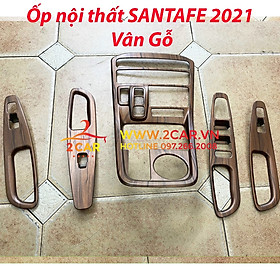 Ốp nôi thất xe Huynda Santafe 2021 - 2022 nhựa vân gỗ cao cấp
