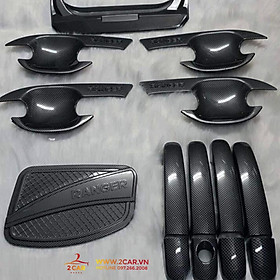 COMBO BỘ ỐP TAY NẮM, HÕM CỬA XE, TAY MỞ CỐP , NẮP XĂNG XE FORD RANGER 2016-2019
