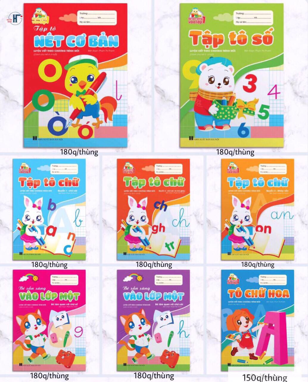 Sách-Combo 8 cuốn sách Tập Tô chữ Luyện viết theo chương trình mới loại dày 48 trang dành cho bé sẵn sàng vào lớp 1