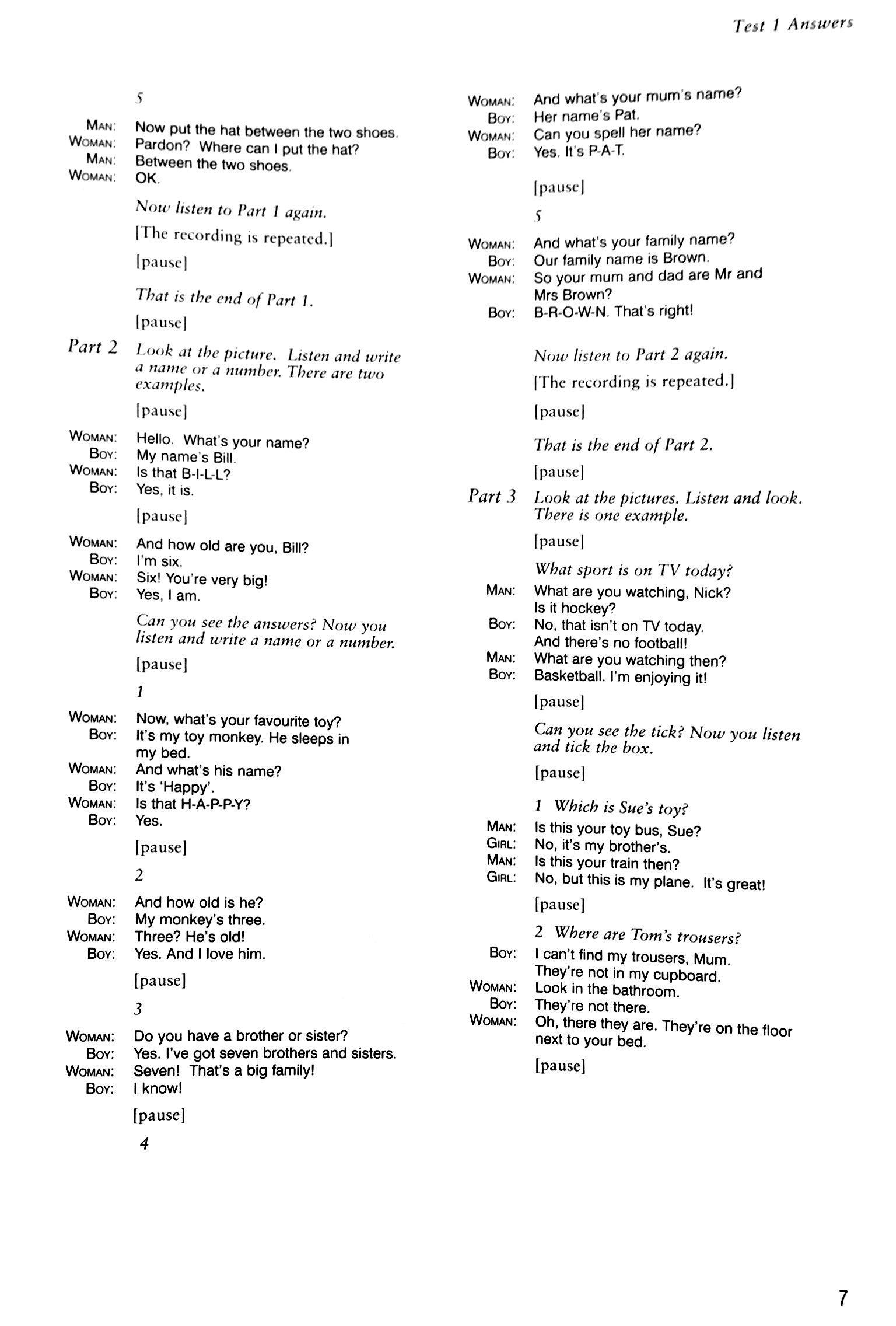 Cambridge Young Learners English Tests 6 Starters Answer Booklet