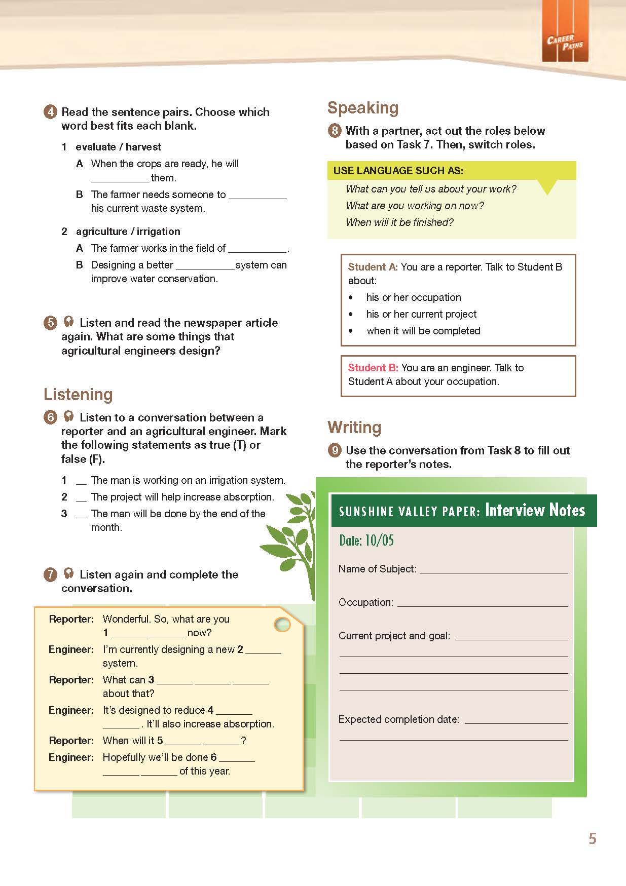 Career Paths Agricultural Engineering (Esp) Student