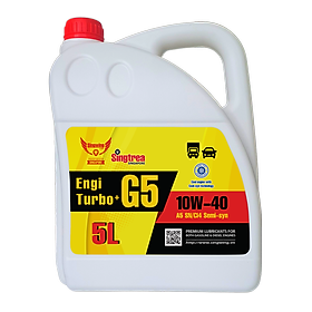 Dầu nhớt nhập khẩu Singtrea Engi Turbo+ G5 10w-40 SN/CI4 Semi-Synthetic 5L dành cho xe ô tô