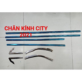 Viền Cong + Nẹp Chân Kính Dành Cho Xe Honda City 2021 Chất Liệu Inox Cao Cấp