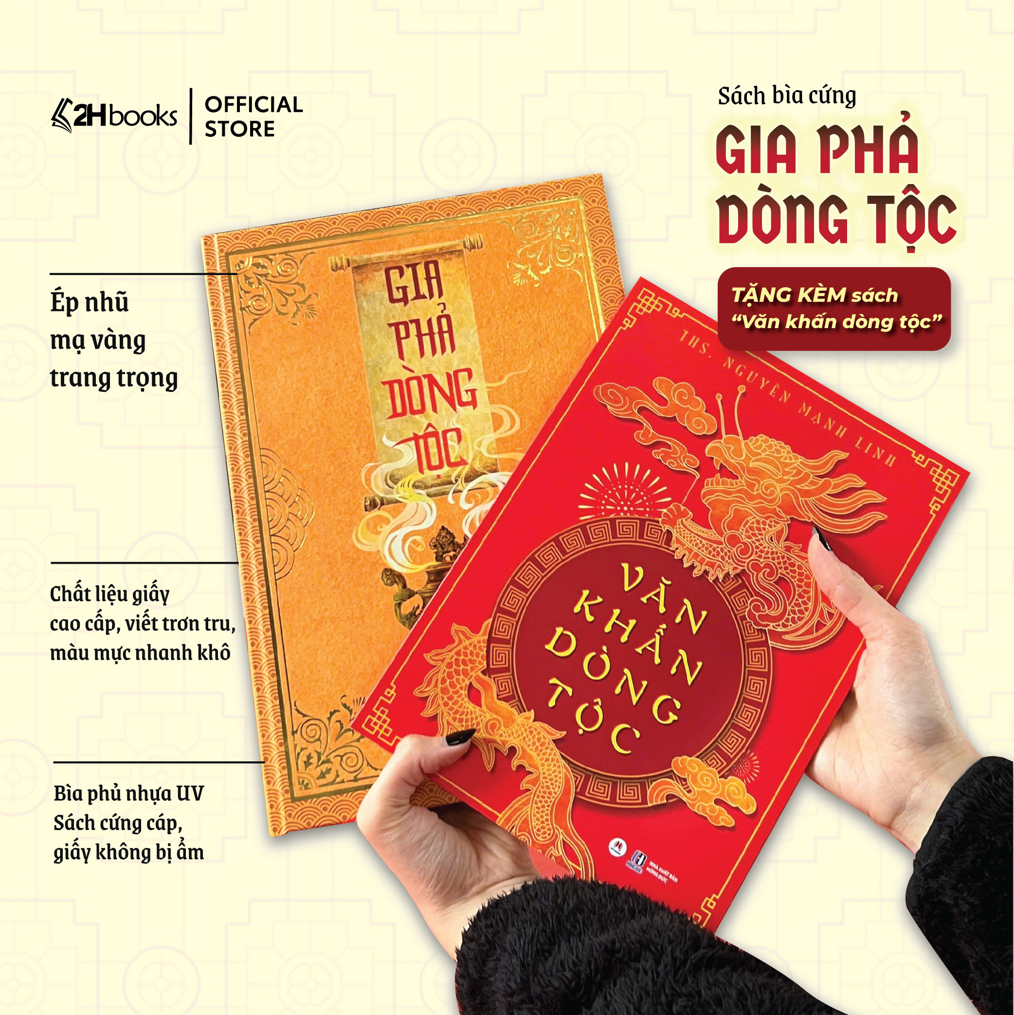 Sách Gia phả dòng tộc bìa cứng , tặng kèm Văn khấn dòng tộc, Ths Nguyễn Mạnh Linh, 2HBooks
