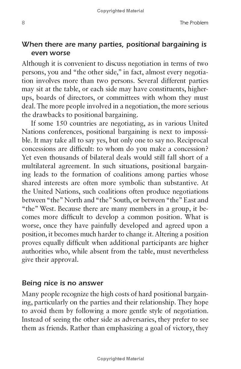 Getting to Yes: Negotiating an agreement without giving in