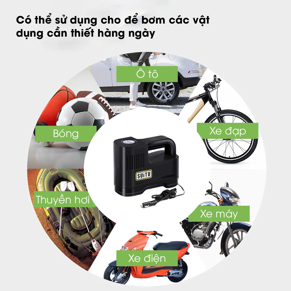 Máy bơm lốp ô tô Tâm Luân động cơ DÂY ĐỒNG, chip chống quả tải và ngắn mạch, máy bơm lốp xe ô tô công suất 120w, máy bơm ô tô 12V