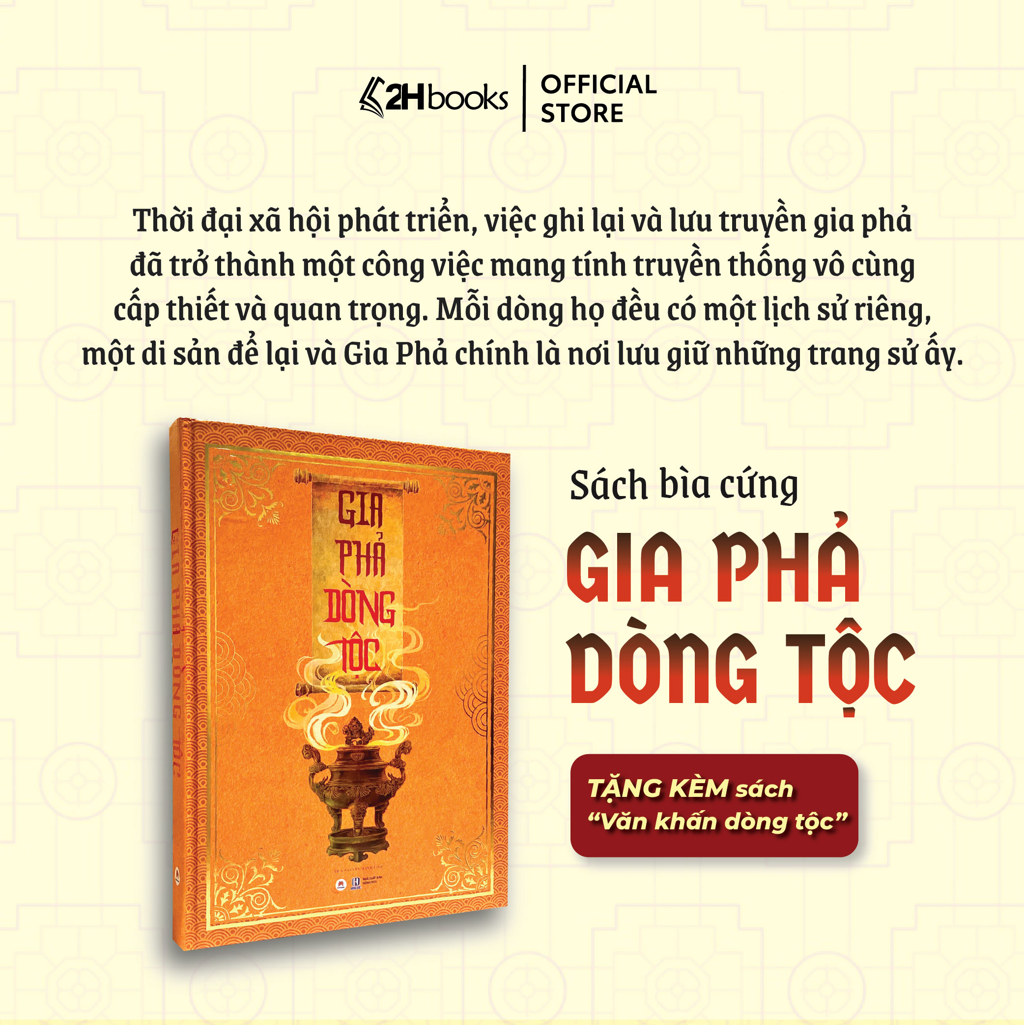 Sách Gia phả dòng tộc bìa cứng , tặng kèm Văn khấn dòng tộc, Ths Nguyễn Mạnh Linh, 2HBooks