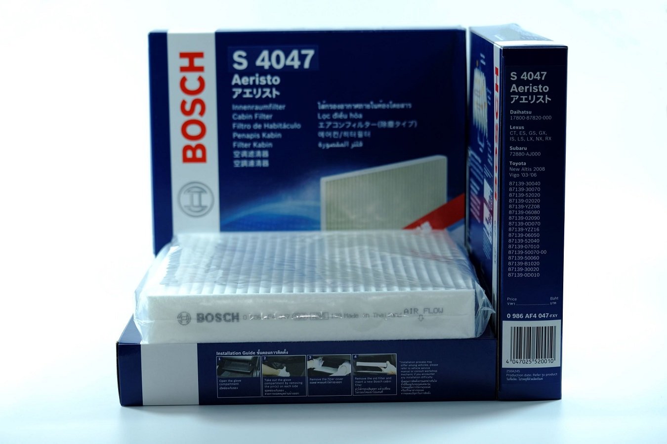 Lọc Gió Điều Hòa Loại Tiêu Chuẩn BOSCH Mã S4047 Dành cho Xe Toyota Innova, Fortuner, Camry, Vios.. .Lexus LX 570,GS300..