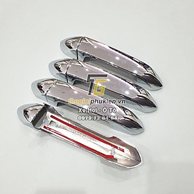 Bộ ốp tay nắm cửa xe Vinfast Lux A2.0 mạ Crom - Tặng miếng dán trong suốt chống xước hõm cửa
