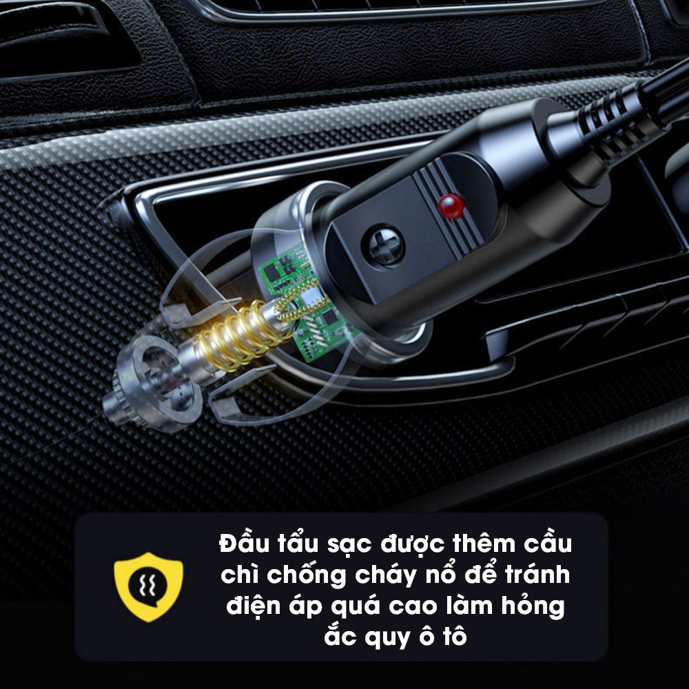 Máy bơm lốp ô tô Tâm Luân động cơ DÂY ĐỒNG, chip chống quả tải và ngắn mạch, máy bơm lốp xe ô tô công suất 120w, máy bơm ô tô 12V