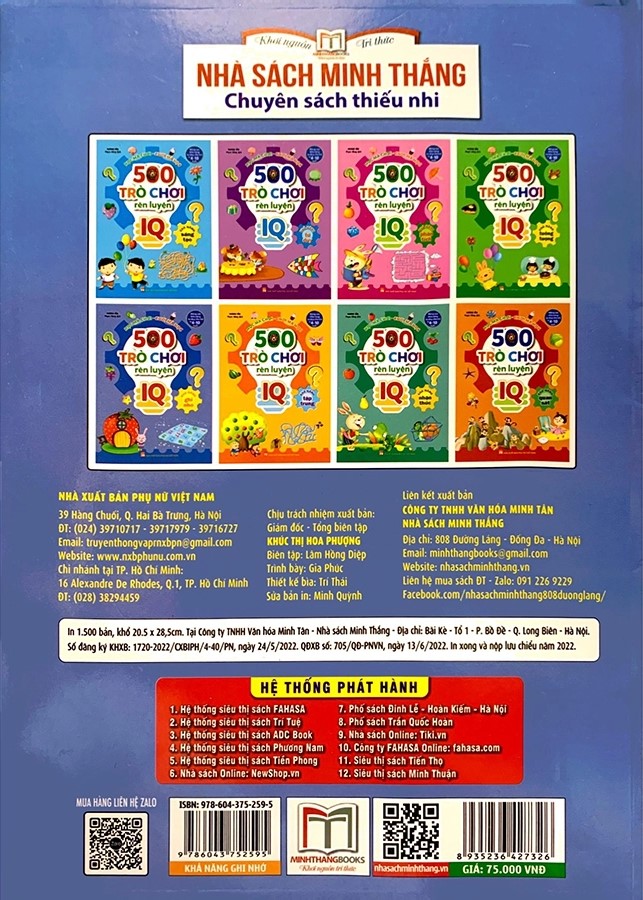 500 Trò Chơi Rèn Luyện IQ (4-10 tuổi) - Khả Năng Ghi Nhớ (Sách Bản Quyền)