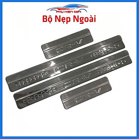 Bộ ốp bậc cửa trong ngoài nẹp bước chân CRV 2018-2019-2020-2021 vân Titan chống trầy trang trí xe