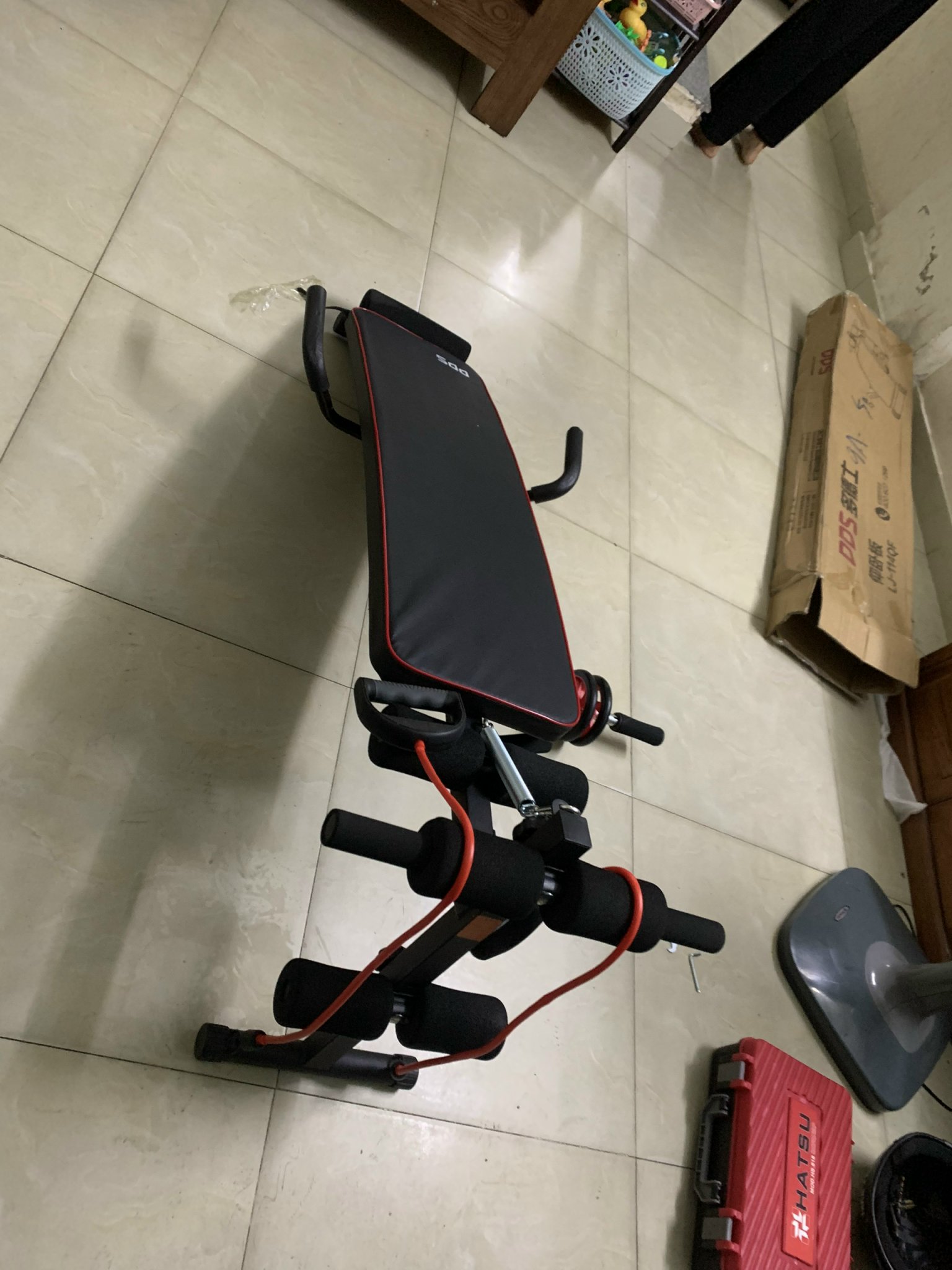 Ghế tập bụng đa năng DDS-104, ghế tập bụng điều chỉnh chịu tải 120kg kèm dây kéo đa năng, con lăn tập cơ bụng