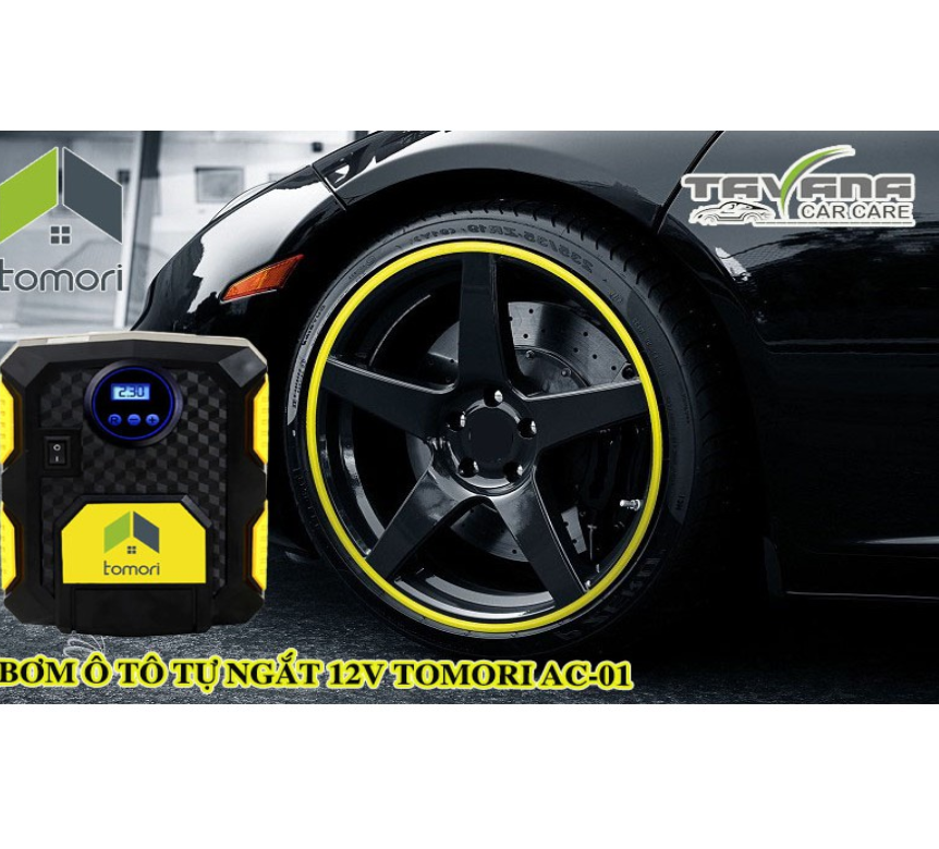ÁY BƠM LỐP Ô TÔ TỰ NGẮT TOMORI 12V (Bảo hành 12 tháng)