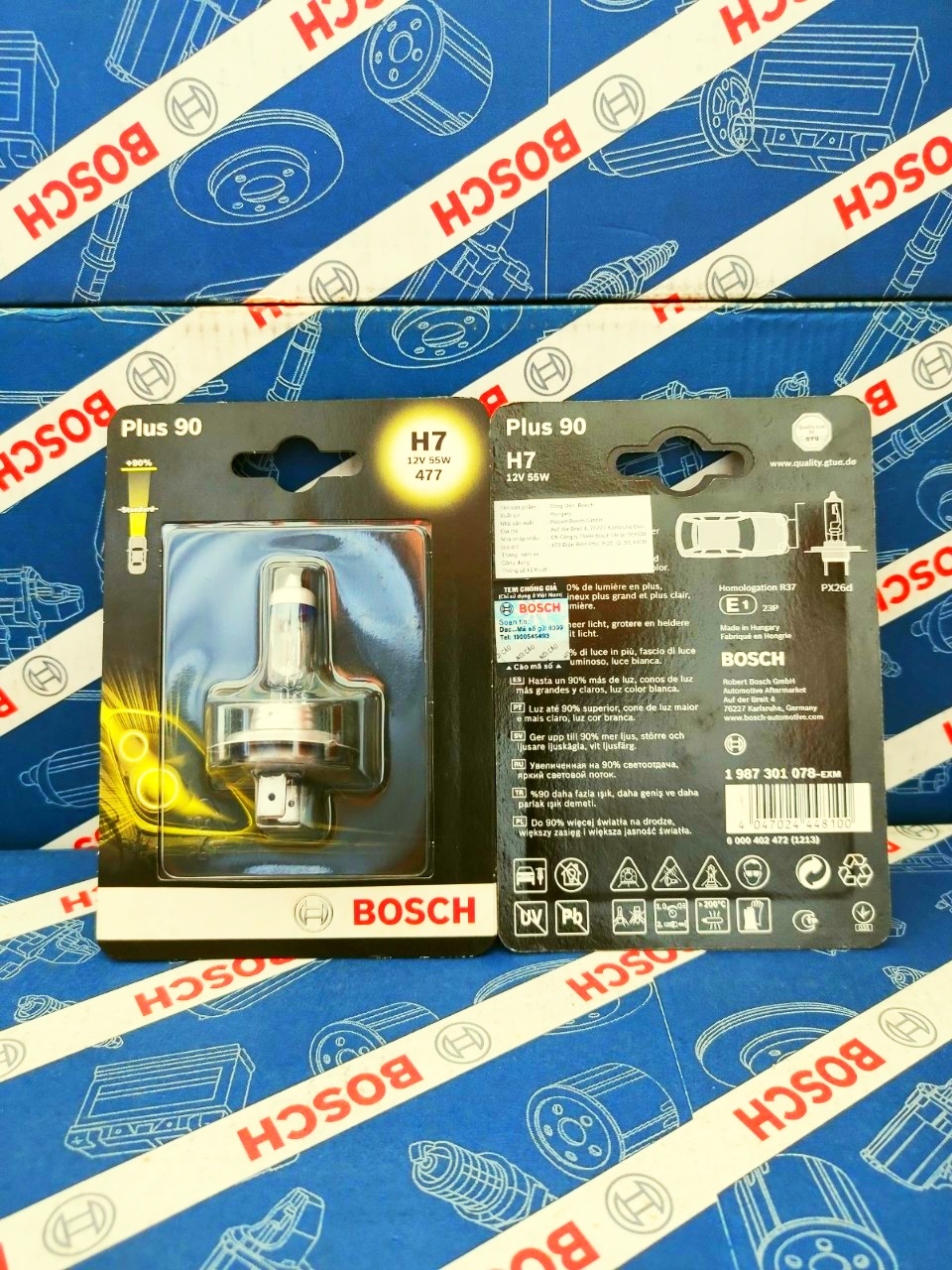 Bóng Đèn Tăng Sáng Bosch H7 12V 55W Plus +90% (Vỉ 1 Bóng)