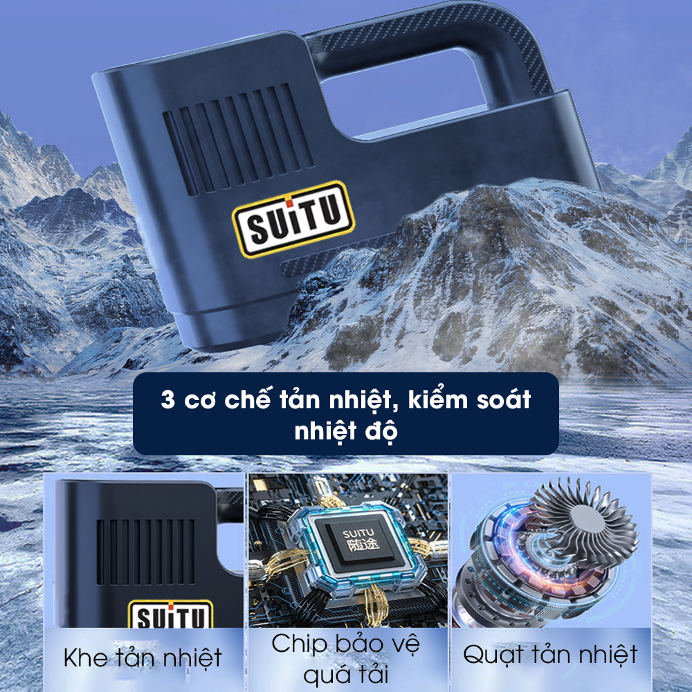 Máy bơm lốp ô tô Tâm Luân động cơ DÂY ĐỒNG, chip chống quả tải và ngắn mạch, máy bơm lốp xe ô tô công suất 120w, máy bơm ô tô 12V