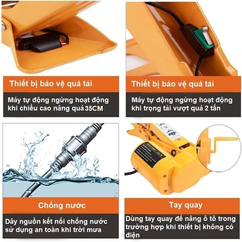 Bộ nâng kích gầm điện ô tô nhãn hiệu ROGTZ TY-EJ02 tải trọng 2 tấn, điện áp 12V, Chiều cao nâng tối đa: 35cm - HÀNG NHẬP KHẨU