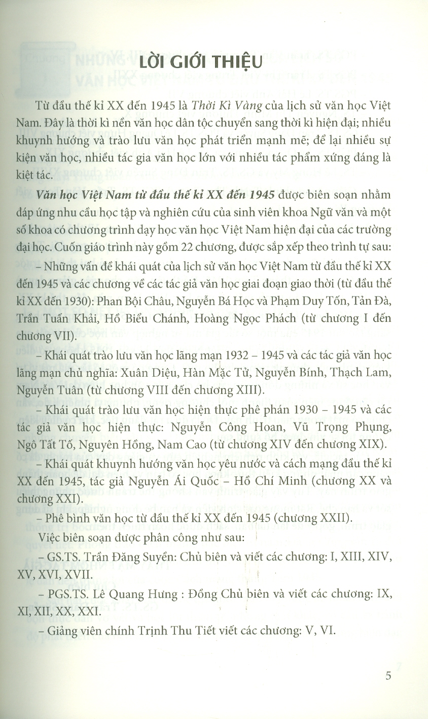 Văn Học Việt Nam Từ Đầu Thế Kỉ XX Đến 1945 (In lần thứ tám, có chỉnh lí, bổ sung) - Trần Đăng Suyền, Lê Quang Hưng (Đồng chủ biên)