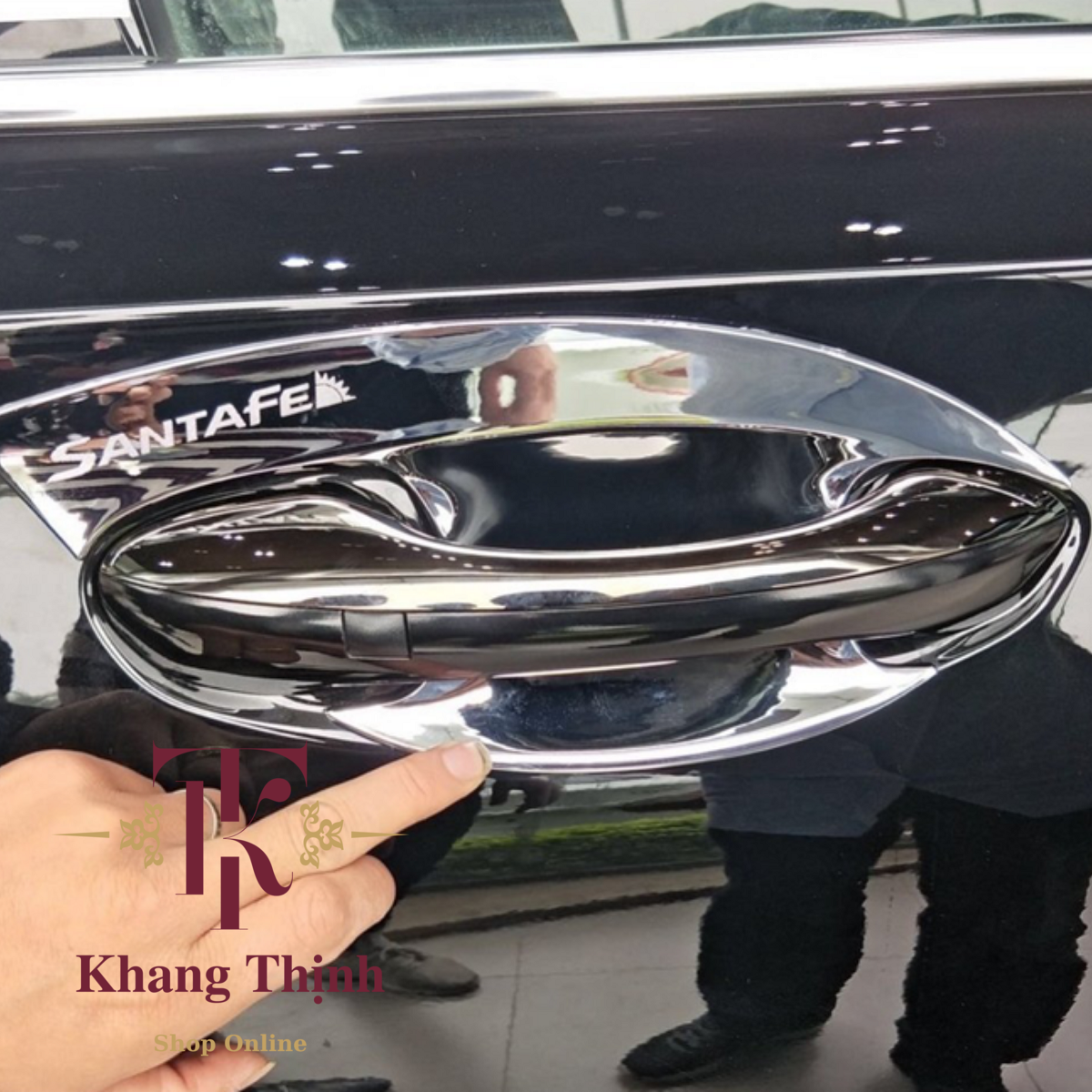 Bộ Ốp Hõm Cửa Dành Cho Xe Hyundai Santafe 2021 Mạ Crom Cao Cấp