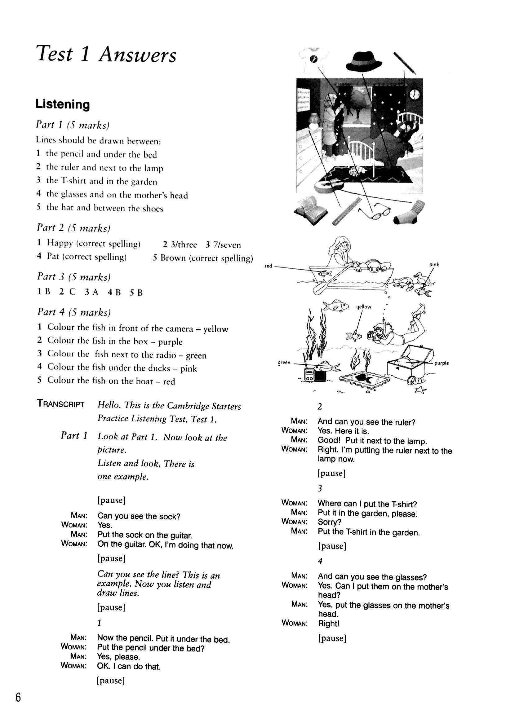 Cambridge Young Learners English Tests 6 Starters Answer Booklet