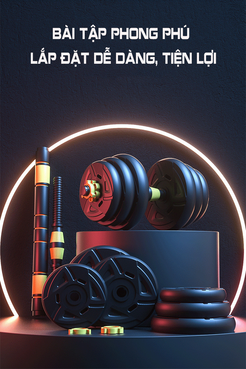 Bộ Tạ Tập Tay Đa Năng Điều Chỉnh 30kg Kết Hợp Tạ Tay Và Tạ Đẩy - Đại Nam Sport