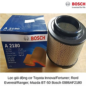 Lọc gió động cơ BOSCH A2180 Toyota Innova/Fortuner; Rord Everest/Ranger; Mazda BT-50; 0986AF2180