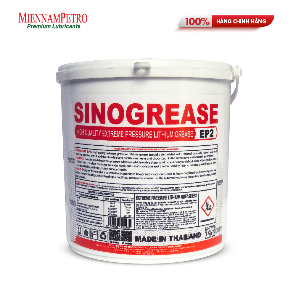 Mỡ Bôi Trơn MiennamPetro Sinogrease EP2 2,5KG Bảo Vệ Ô Tô Công Nghiệp Cao Cấp
