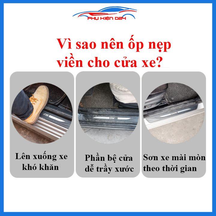 Bộ nẹp bước chân trong ngoài vân Cacbon xe Seltos 2020-2021chống trầy làm đẹp ô tô
