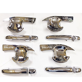 Bộ Ốp Tay Nắm, Hõm Cửa Xe KIA SOLUTO 2019-2020-2021 Mạ Crom 8 Chi Tiết, Tặng Kèm 3 M