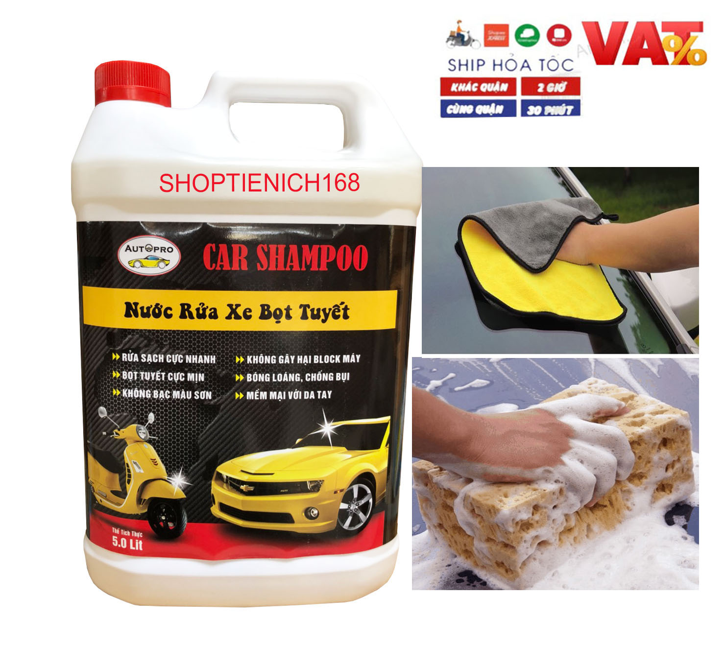 Nước rửa xe bọt tuyết Car Shampoo 5 lít cho ô tô xe máy