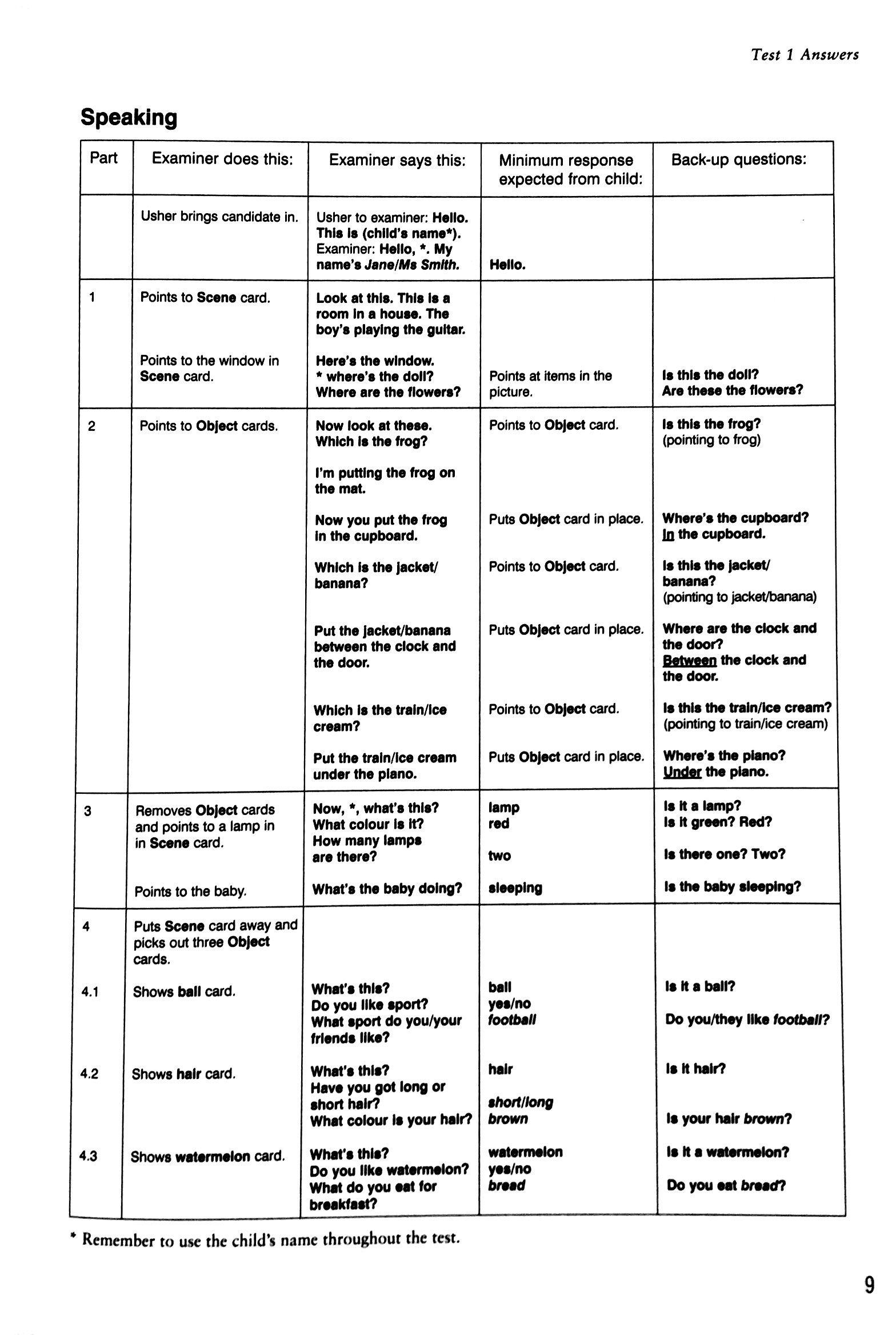 Cambridge Young Learners English Tests 6 Starters Answer Booklet