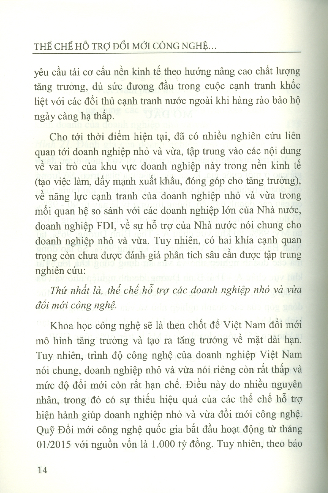 Thể Chế Hỗ Trợ Đổi Mới Công Nghệ Cho Doanh Nghiệp Nhỏ Và Vừa Việt Nam Trong Bối Cảnh Mới (Sách chuyên khảo)
