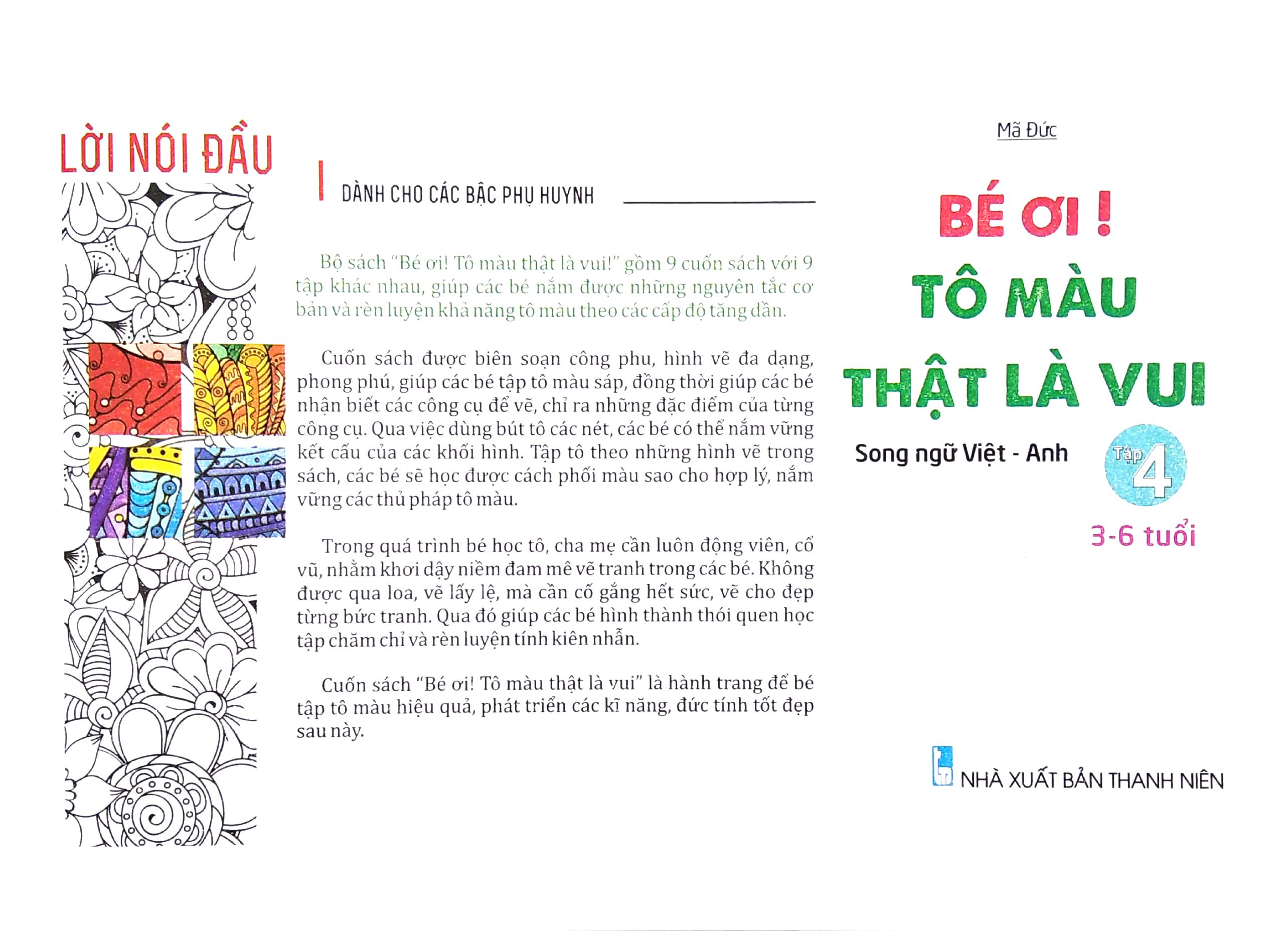 Bé Ơi! Tô Màu Thật Là Vui - Song Ngữ Việt - Anh (3 - 6 Tuổi) - Tập 4