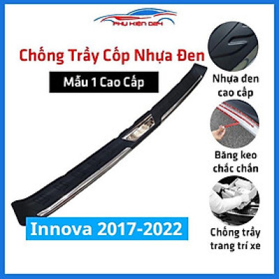 Ốp chống trầy cốp ngoài nhựa đen Innova 2017-2018-2019-2020-2021-2022 mẫu 1 chống xước trang trí xe