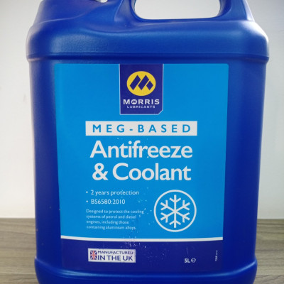 Nước Làm Mát Động Cơ Oto, Xe Máy MORRIS MEG ANTIFREEZE and COOLANT - Can 5L Nhập Khẩu 100% Từ Anh Quốc