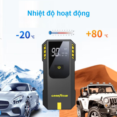 Bộ kích điện ắc quy ô tô, kiêm pin sạc dự phòng Goodyear GY-5358 dung lượng 12000mAh - Hàng Nhập Khẩu