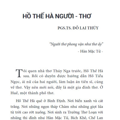 Thơ Hồ Thế Hà & Giấc Mơ Cỏ Hát - Chuyên Luận