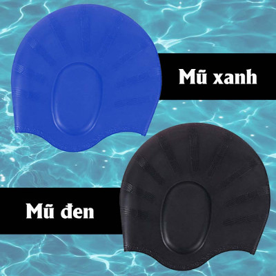 Mũ Bơi, Nón Bơi Chất Liệu Silicon Cao Cấp Cho Nam Nữ Ngăn Nước Màu Đen Legaxi