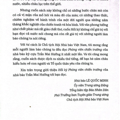 Hồi Ký Phóng Viên Hồi Ký Chiến Trường - Trên Những Nẻo Đường Chiến Tranh Và Hòa Bình