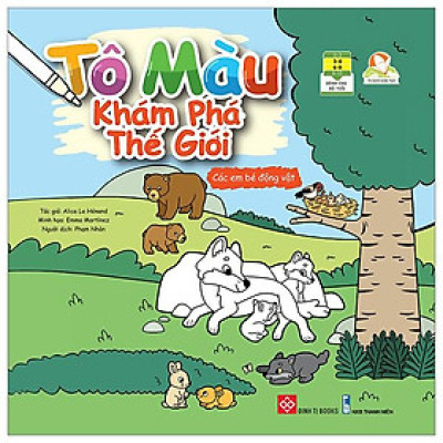 Sách Tô Màu Khám Phá Thế Giới - Các Em Bé Động Vật