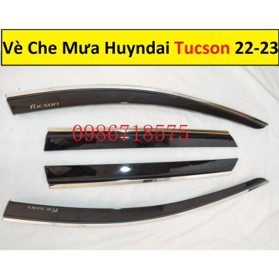 Bộ Vè Che Mưa Huyndai Tucson 2022-2023 Mẫu Vè Chỉ Inox, Đen Cao Cấp