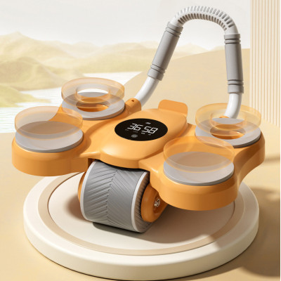 Con lăn tập bụng - Dụng cụ tập gym tại nhà thế hệ mới 2 bánh có chỗ để tay tiện dụng, tặng miếng thảm+ Cáp Sạc