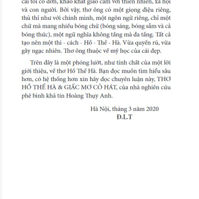 Thơ Hồ Thế Hà & Giấc Mơ Cỏ Hát - Chuyên Luận