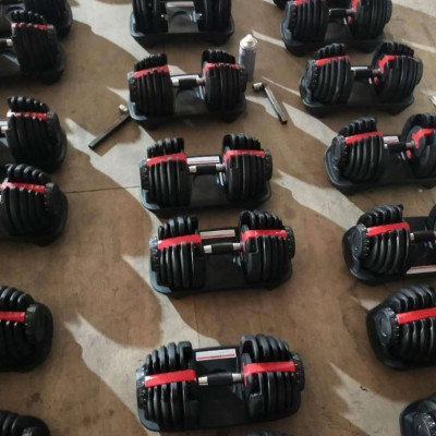 Bộ 2 Tạ Tay Điều Chỉnh Khóa Số Tự Động 24kg Cao Cấp ( Tặng Kèm Đôi Găng Tay Màu xanh ) Ảnh thật kèm khay đựng tạ 48kg/ 2 tạ