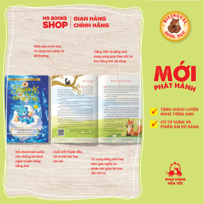 Sách song ngữ – Truyện kể cho bé trước giờ đi ngủ – Quyển 1 – Cùng con phát triển IQ, EQ và làm quen với tiếng Anh kèm File Audio