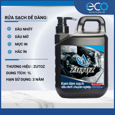 ZUTOZ dung dịch rửa tay công nghiệp – Tẩy sạch dầu nhớt, mỡ nặng, keo, sơn – Bảo vệ da – Chai 1 Lít