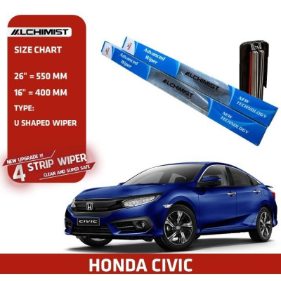 Gạt Mưa Xe Ô tô Honda Loại Silicon 4 Lưỡi Cao Cấp, Thiết Kế Thông Minh, Gạt Êm Và Sạch Hơn