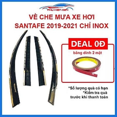 Vè mưa Santafe 2019-2021 chỉ inox cao cấp bảo vệ xe