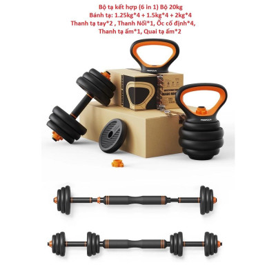 Bộ Tạ Tay (6 in 1) Composite FED Kết hợp tạ đẩy(20 kg)Đa Năng Cao cấp --- hàng chính hãng.